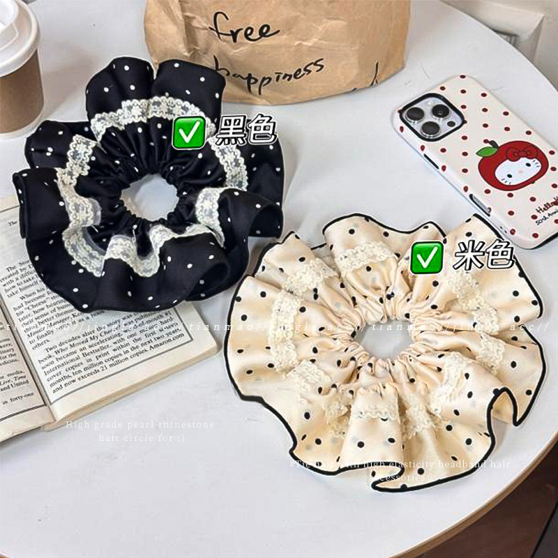 El encaje de alta sensación de punto de onda del intestino grueso anillo de cabello para mujeres 2025 nuevo cabello de alta elasticidad bola de cabello correa de cabello