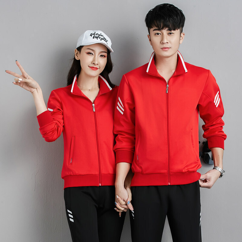 Trajes deportivos transfronterizos de tres barras para hombres primavera y otoño parejas corriendo ropa deportiva casual para mujeres grandes grupos de moda image 4