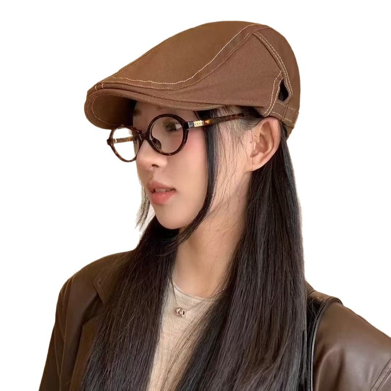 2025 新レトロソリッドカラーペインターベレー帽男性と女性のためのカジュアル多用途ひさしキャップ英国キャスケットフォワードキャップトレンディ|undefined