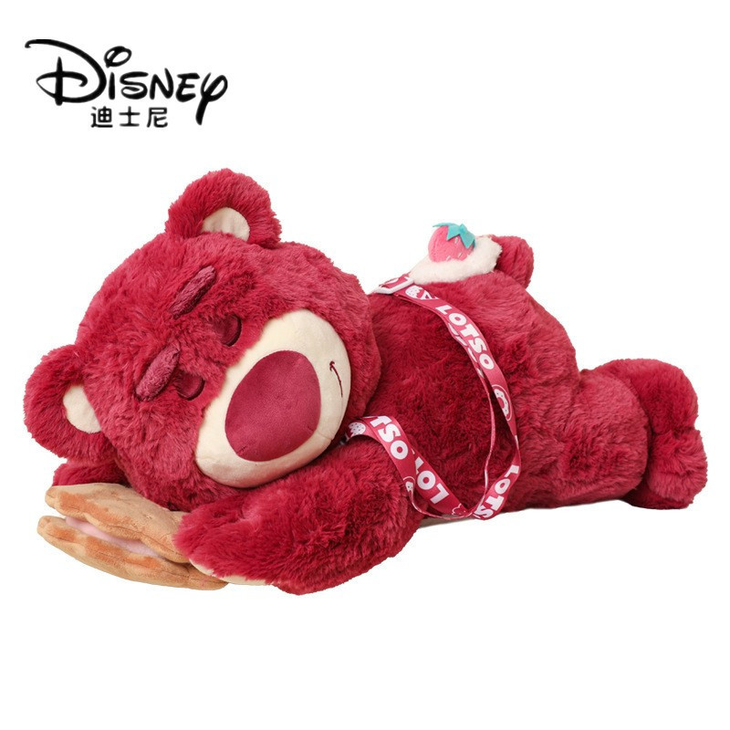 Disney Genuine Strawberry Bear Doll Doll Lie Pose Winnie the Pooh Plush Toy Girls Children Gift Doll Batch