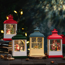 跨境圣诞节复古小夜灯手提桌面摆件装饰品风灯烛台音乐盒圣诞限定