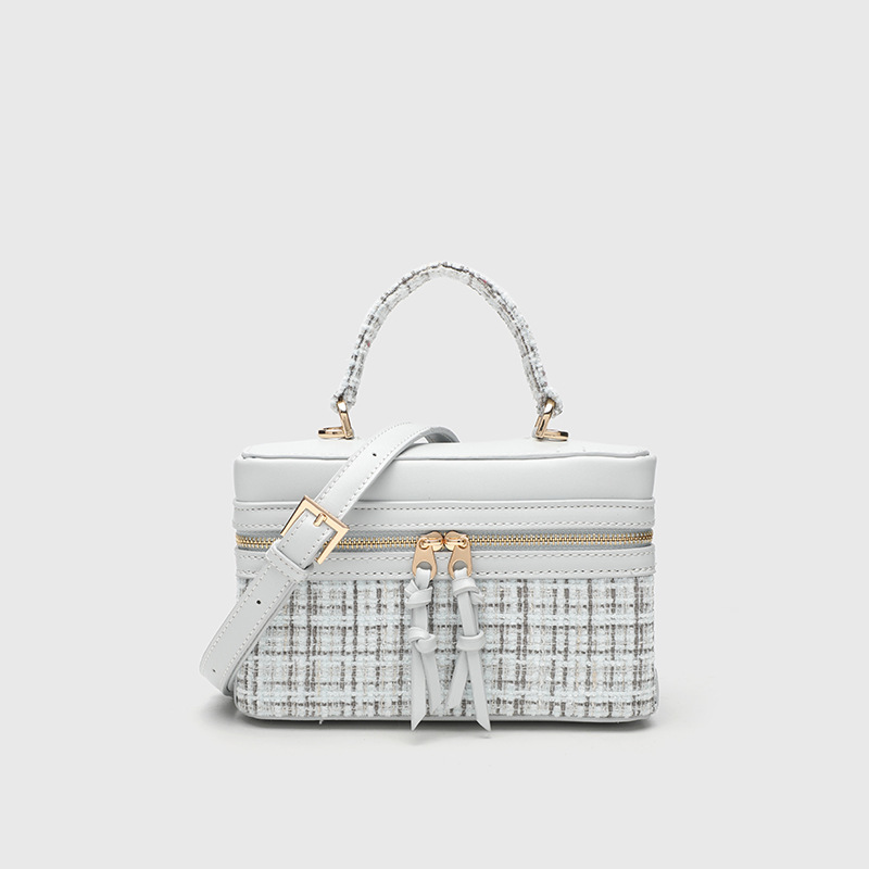 Cross-border New Product Box Small Square Bag Woolen Material Chain Bag Fashion Bag Women's Bag High-end Women's Handbag Bag