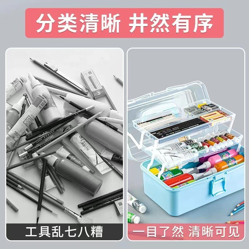 三層収納ボックス整理文房具収納ボックスデスクトップ折りたたみポータブル女の子子供玩具グーカードセット|undefined