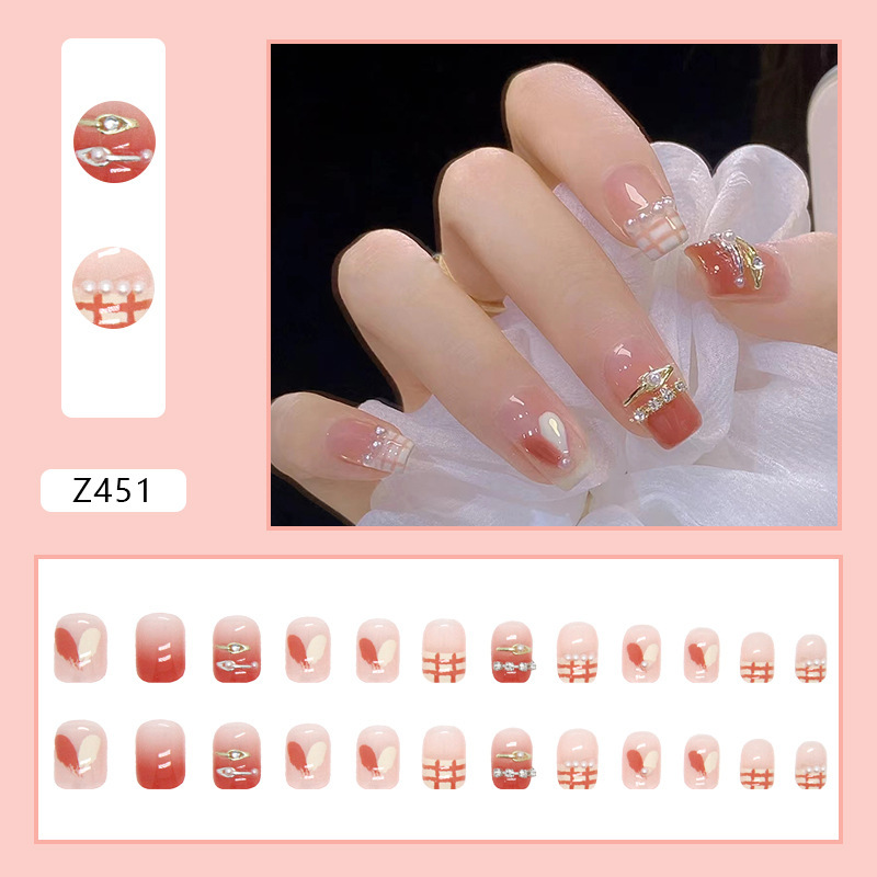 Elegante manicura chica blanca ins estilo dulce fresco caramelo leche tarjeta desgaste del color de uñas producto terminado al por mayor 24 piezas