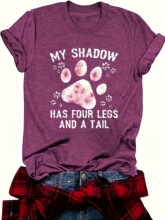 E 15641 Paw Print Crew Neck T-shirt צӡT�� �羳����ѷŷ����
