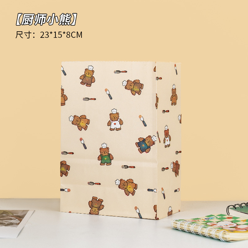 Bolsa de fondo cuadrado a cuadros de color, regalo de vacaciones, bolsa de papel kraft de dibujos animados ins, bolsa de regalo de Navidad de San Valentín