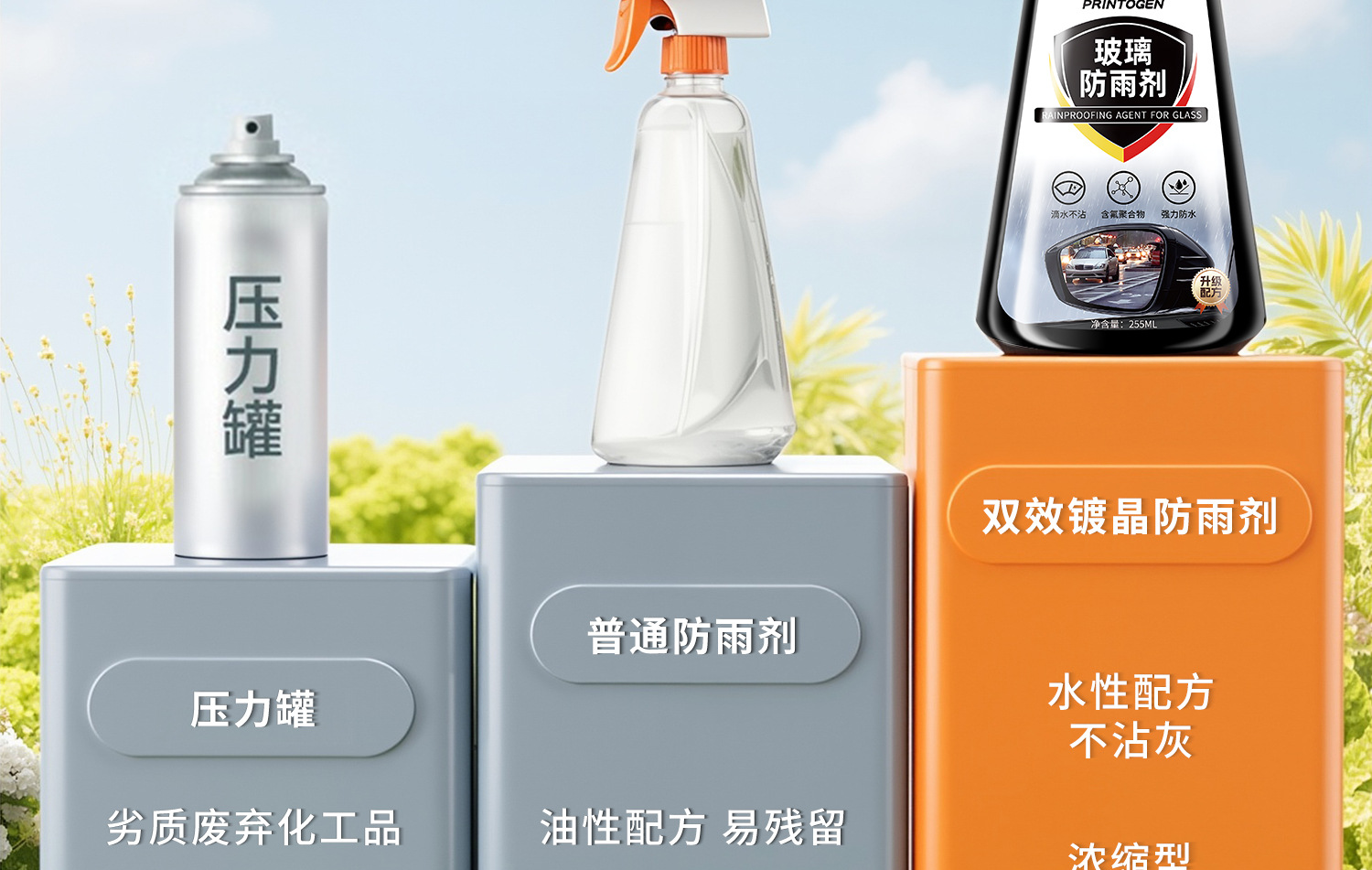 Anti-Fog Agent Car Rearview Mirror Rain-Proof Artifact Windshield Long-Lasting Defogger Spray Rain-Proof Agent Does Not Stick to Water