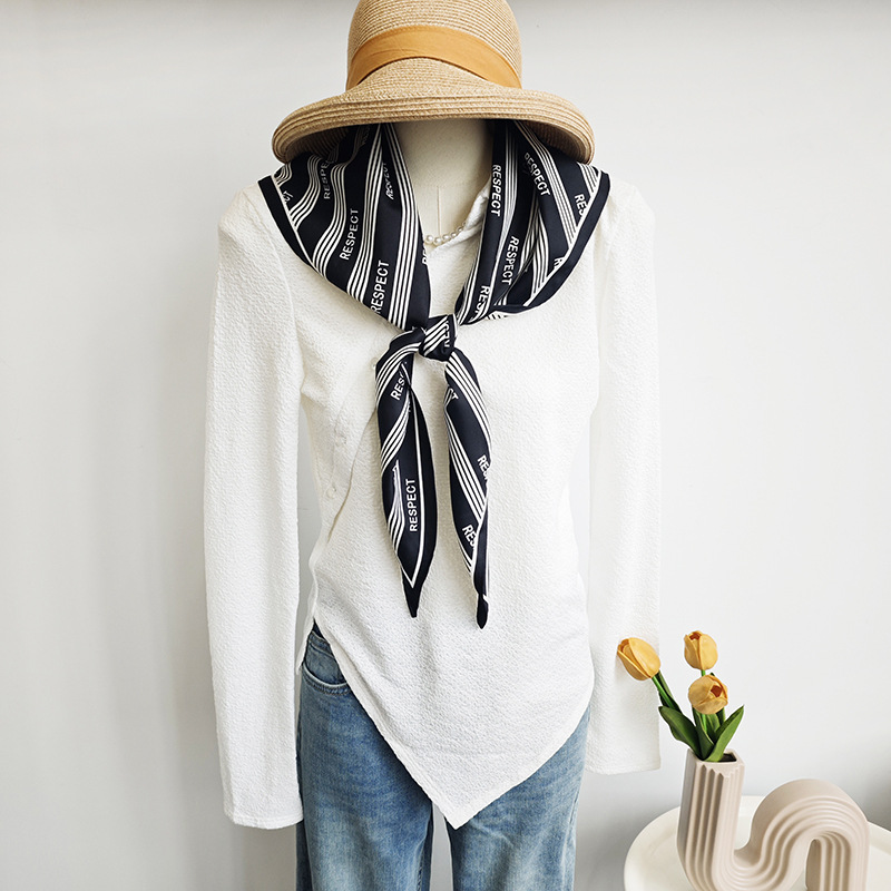 Bufanda triangular grande de gama alta de lujo ligero japonés y coreano, seda de sarga suave para mujer, bufanda clásica de todo fósforo, bufanda de oficina de cuello blanco con hombros