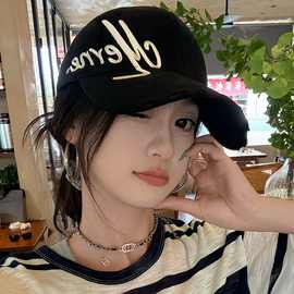 2025新款帽子女大头围刺绣棒球帽宽帽檐防晒显脸小潮牌硬顶鸭舌帽