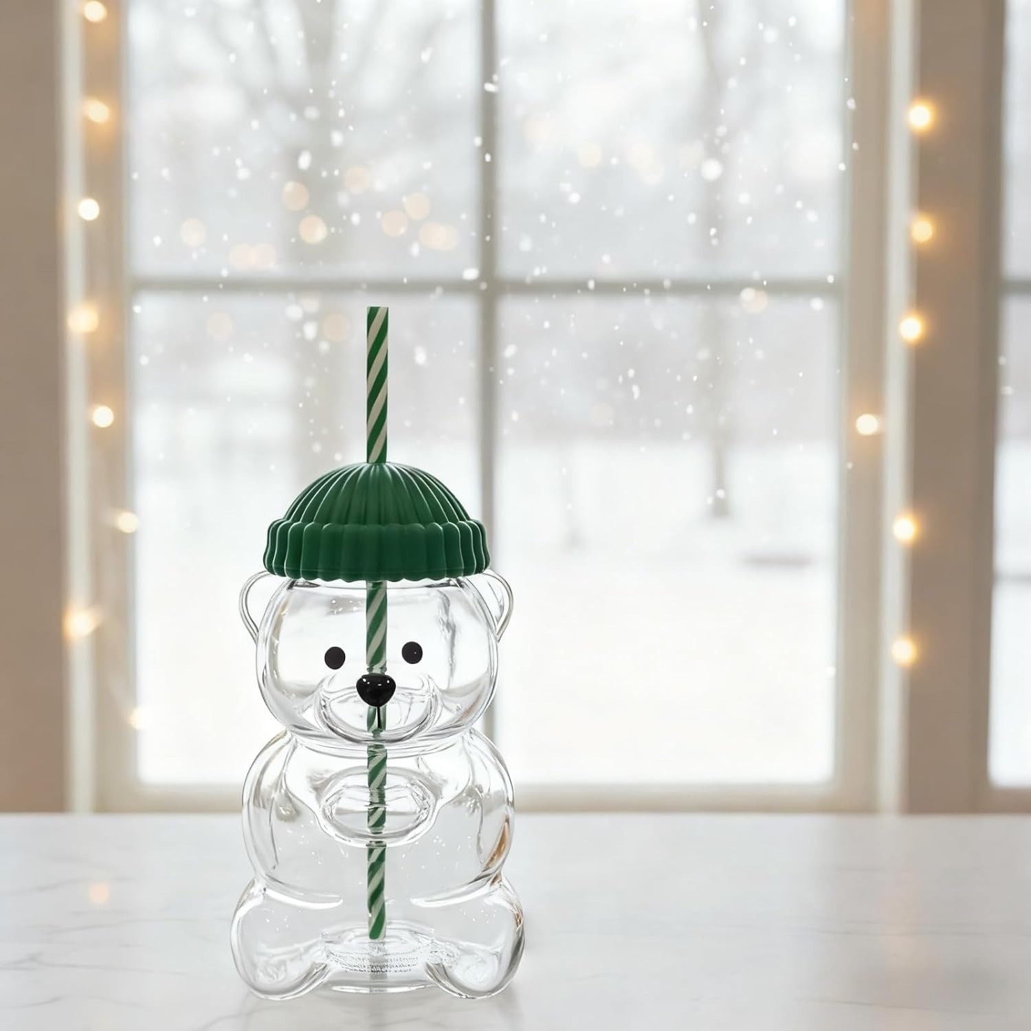 Comercio exterior transfronterizo Hot Sale Bearista Glass Straw Cup Teddy Bear High Silicone Glass Straw Cup