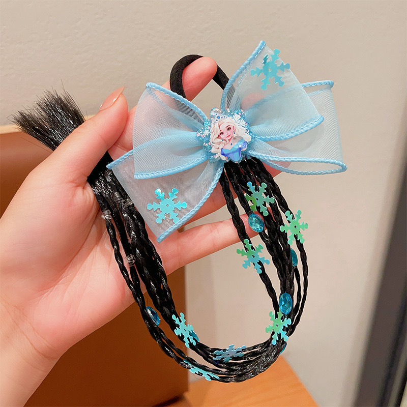 Hielo y nieve niños peluca trenzada princesa Aisha trenzada hielo y nieve chica curiosa anillo de cabello chica linda trenzada