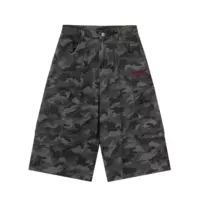 Летние джинсовые camouflage шорты для мужчин и женщин, штаны для отдыха, американский стиль, свободный крой, оверсайз