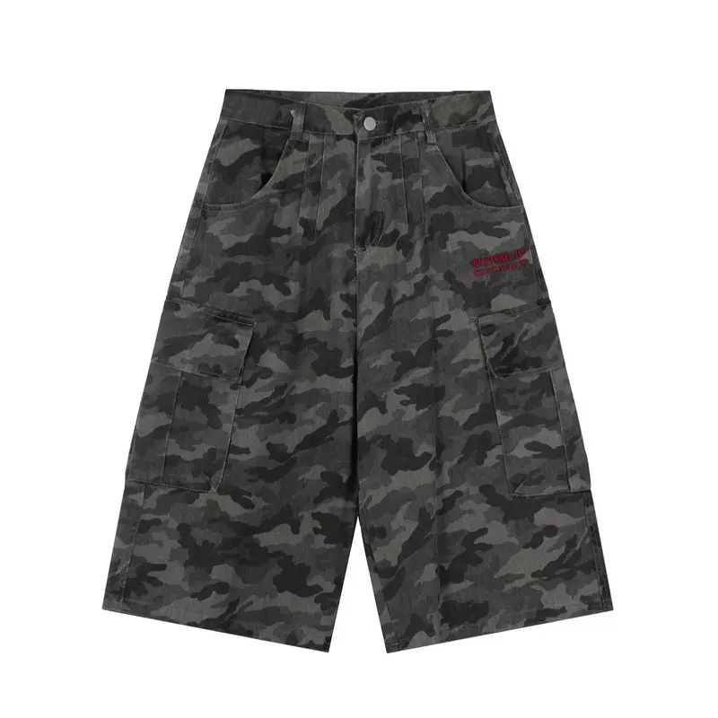 Летние джинсовые camouflage шорты для мужчин и женщин, штаны для отдыха, американский стиль, свободный крой, оверсайз
