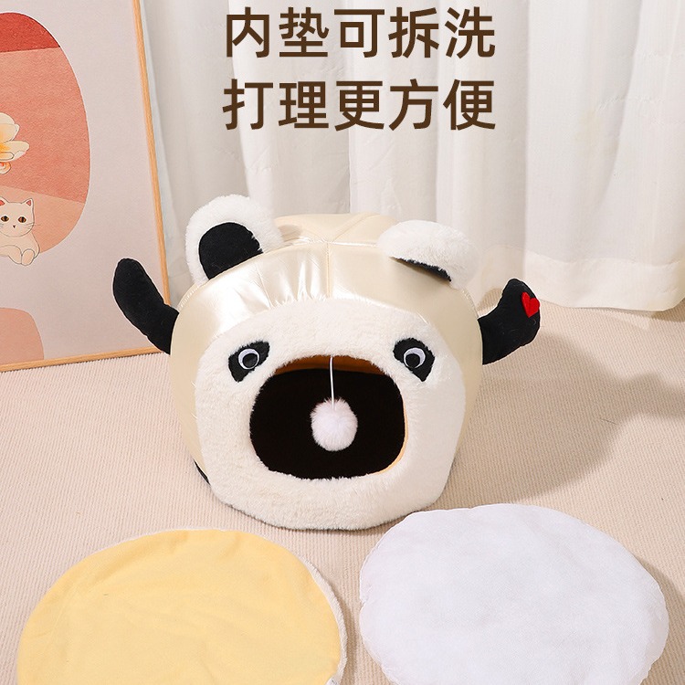 Nido para gatos Four Seasons Universal Cat House Nido para mascotas Desmontable y lavable Semi-cerrado invierno cálido Red de Internet Casa para gatos Cama para gatos