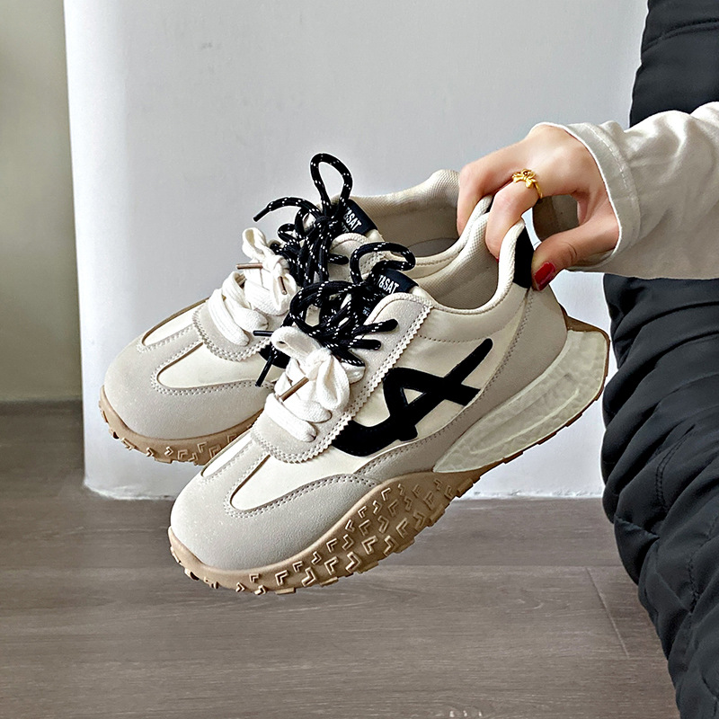 2025 Spring, Summer, Autumn and Winter New Women's Shoes, Women's Sneakers, Student Shoes, White Shoes, Low-Cut Round Toe Ribbons