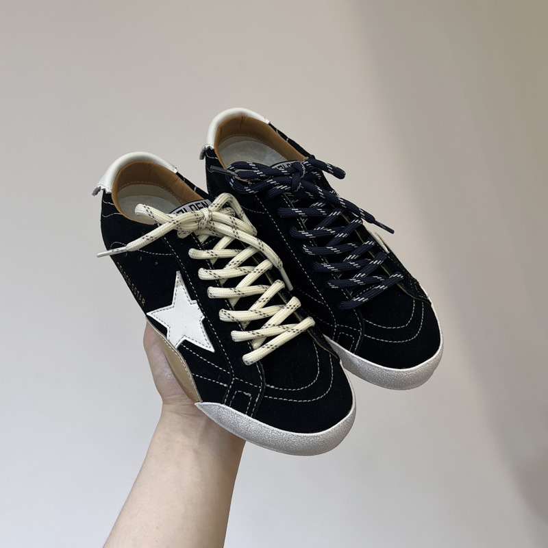 2025 Soft Leather Star-Patterned Distressed Shoes for Women, Height-Increasing Fashion Sneakers, Breathable Sports Casual Shoes, Breathable and Shock-Absorbing
