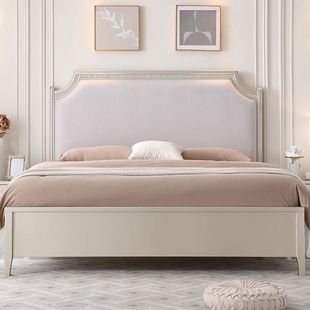 French Master Bedroom 1.8m Double Wedding Bed Princess Bed American Light Luxury Solid Wood Bed Soft Bag Bed 1.5 Modern Minimalist