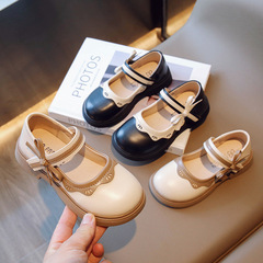 女童小皮鞋2023春秋新款防滑軟底公主鞋豆豆鞋韓版百搭寶寶小單鞋