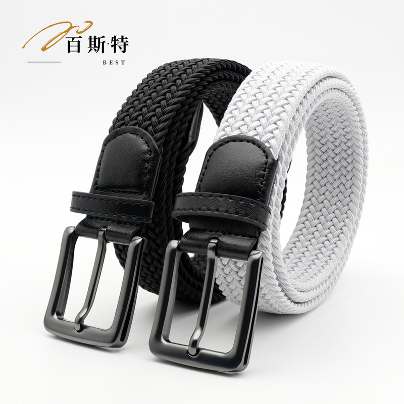 Men's Outdoor Elastic Woven Belt with Pin Buckle, Casual Versatile Breathable Sports Belt, Fashionable Commuter Style