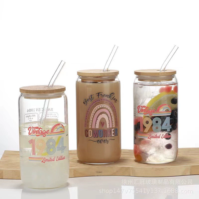 Стеклянный стакан с трубочкой, для импорта, интернет-хит, «Кола», 16 oz