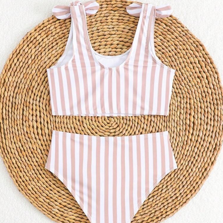 Sommerbadeanzug für Kinder, gestreift, frisch und niedlich, zweiteiliger Kinderbekleidungsstil_voghion.com