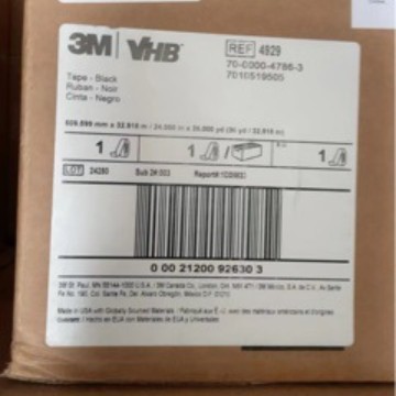 3M4929黑色VHB丙烯酸泡棉双面胶带厚0.6毫米强力剪切强度防水胶布