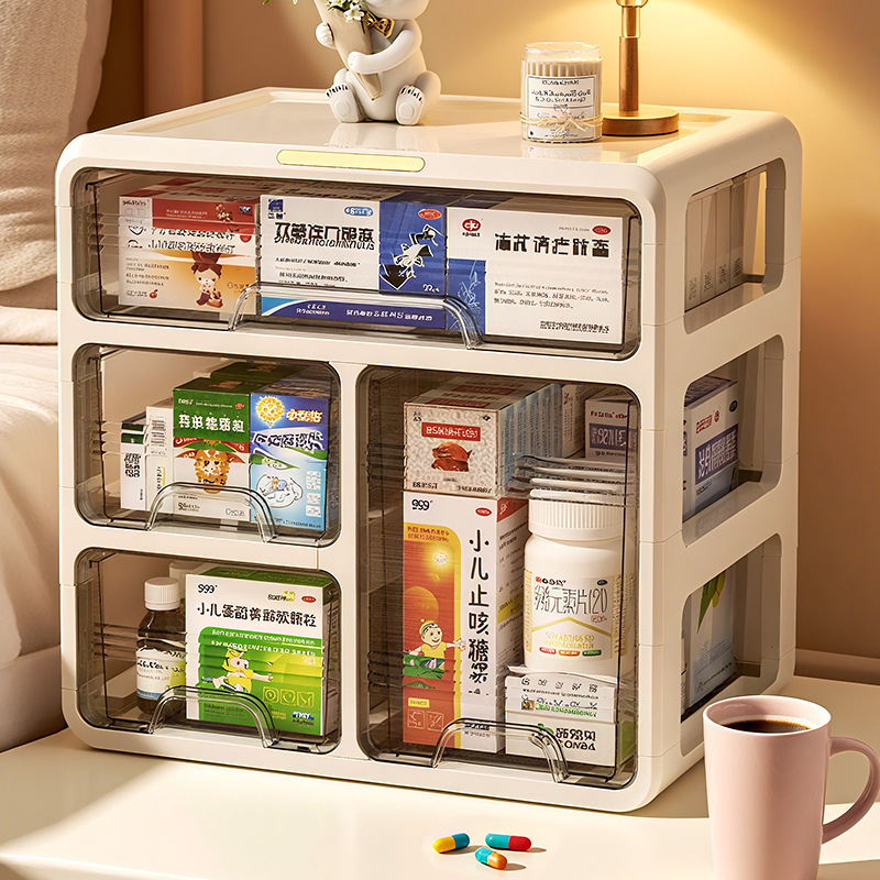 优勤药箱家庭装抽屉式药品收纳盒家用大容量药盒常用药多层收纳柜|undefined