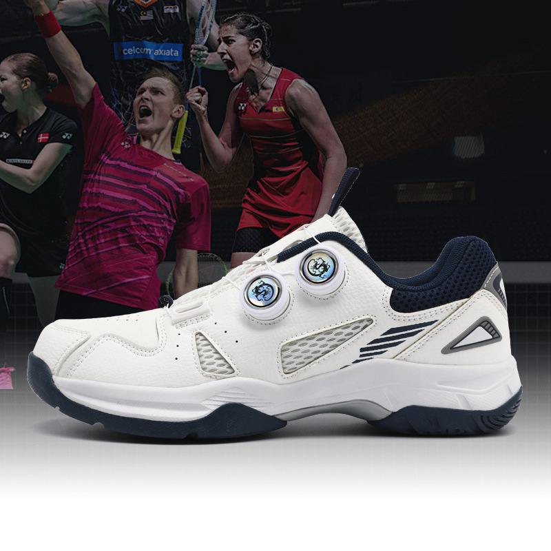 Roank Kidsren's Badminton Shoes Swivel Buckle Breathable Non-Slip Boys and Girls Shoes Lace-Free Table Tennis Sneakers