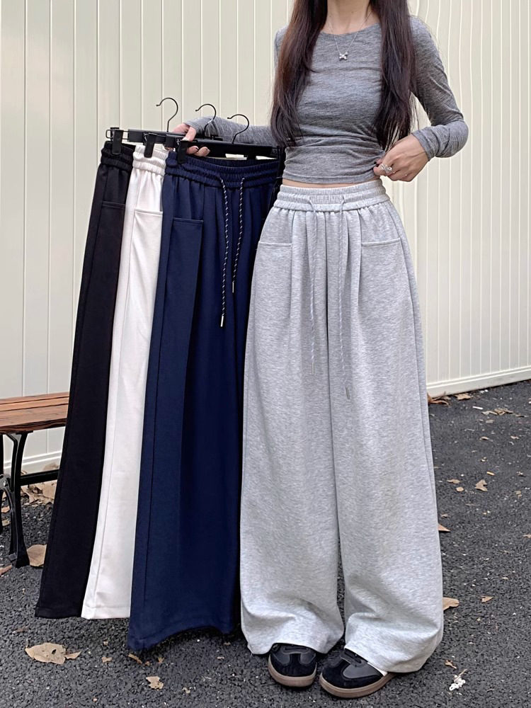 Irina Spring Autumn Winter Lazy Style Wide Leg Pants Women's High Waist Dosing Straight Casual Long Pants Loose Sweatpants