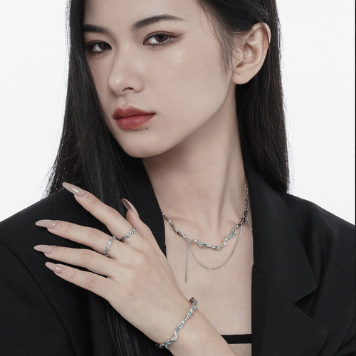 J1308 Mint Blue Sweet Cool Enamel Ring Personality S925 Pure Silver Ice Lake Series Light Ice Transparency Index Finger Ring for Women