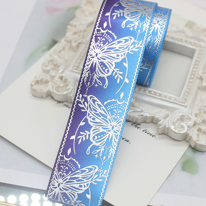 2.5CM 넓은 뜨거운 실버 나비 리본 DIY 수제 YUM 지원 스틱 장식 활 소재