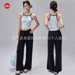 alo跨境拼色瑜伽服背心带胸垫外穿美背运动内衣吊带普拉提上衣夏