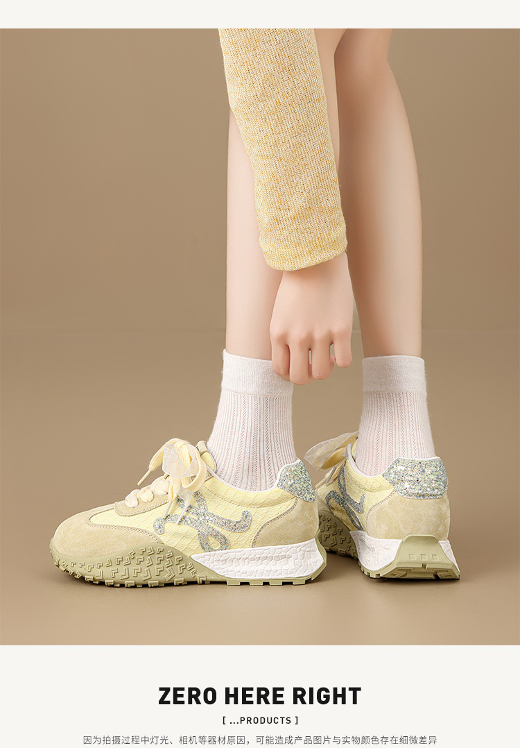 Giày sneaker nữ đế dày cổ điển mũi tròn dây buộc phong cách Đức huấn luyện — Màu hồng chi tiết 19