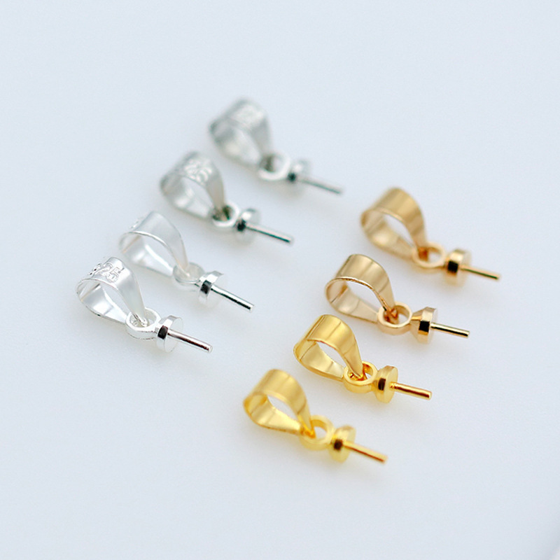 DIY jewelry accessories copper carved S925 electroplating sheep eye needle melon seed buckle sticky glue pearl pendant head pendant holder