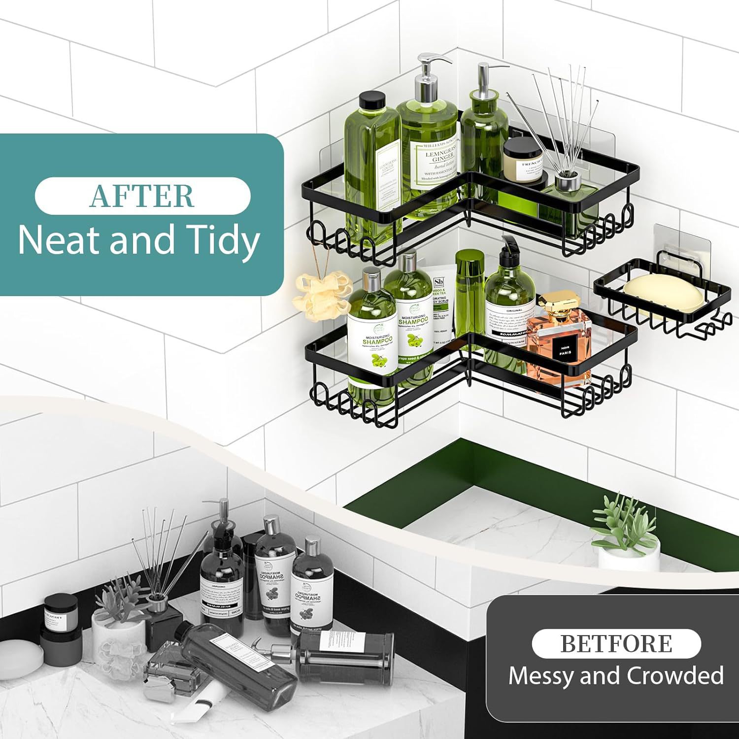 Estante de almacenamiento triangular combinado en la pared de baño transfronterizo sin perforación estante de drenaje de agua estante de almacenamiento de esquina para artículos de baño