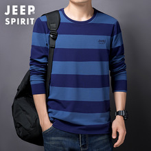 JEEP SPIRIT2025新品长袖t恤男士春秋新款休闲中条纹打底衫潮2011