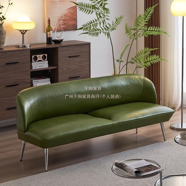 Youyang Living Room Small Apartment Sofa Oil Wax Leather Sofa Retro Green Bedroom Apartment Reception Clothing Store Double Small