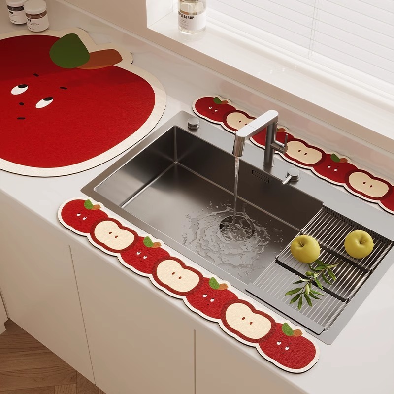 厨房水龙头硅藻泥挡水条沥水垫卫生间台面吸水垫长条窄边浴室杯垫