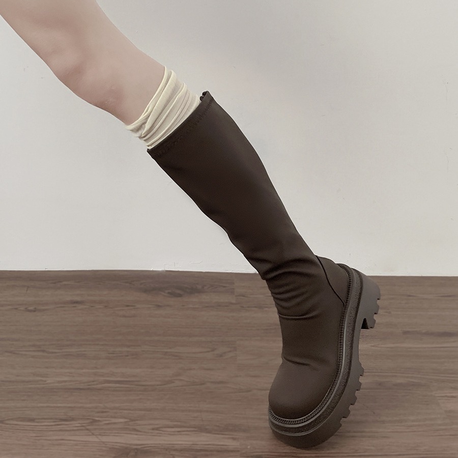 Black French Slim, Small, Thick Soled for Women's Long 2023 New Autumn High Barrel Knight Boots_voghion.com