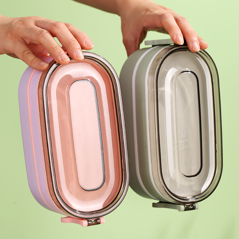 日式食品级双层饭盒耐高温微波炉便当盒女生高颜值轻食保鲜盒批发