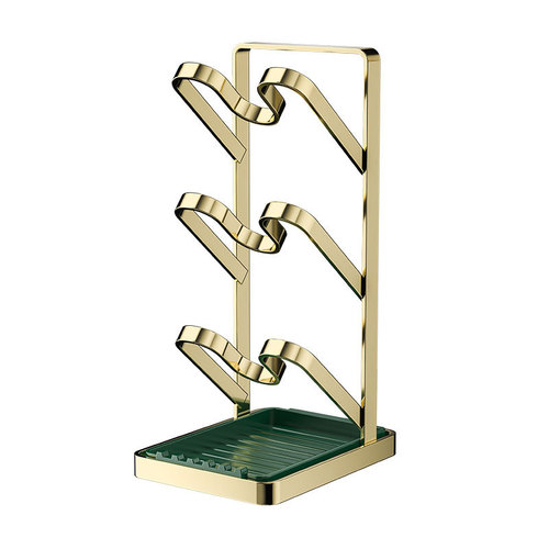 Kitchen countertop pot holder with drainage tray, pot lid magic multi-layer storage rack, luxurious pot lid holder