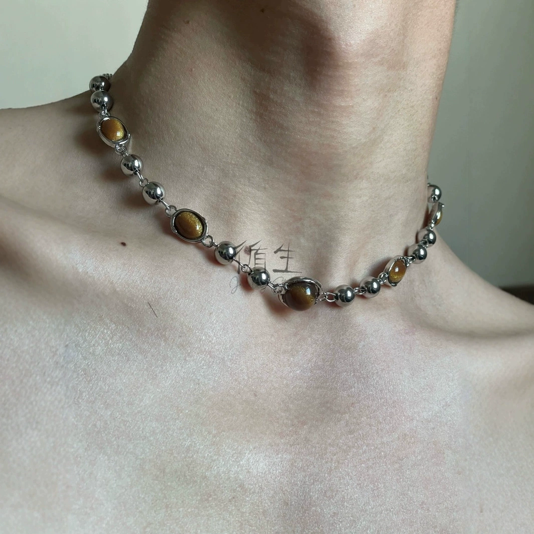 Xunsheng · Punk Street Subculture Design High-end Necklace Tiger Eye Stone Heavy Industry Multi-layer Female Hot Girl Style