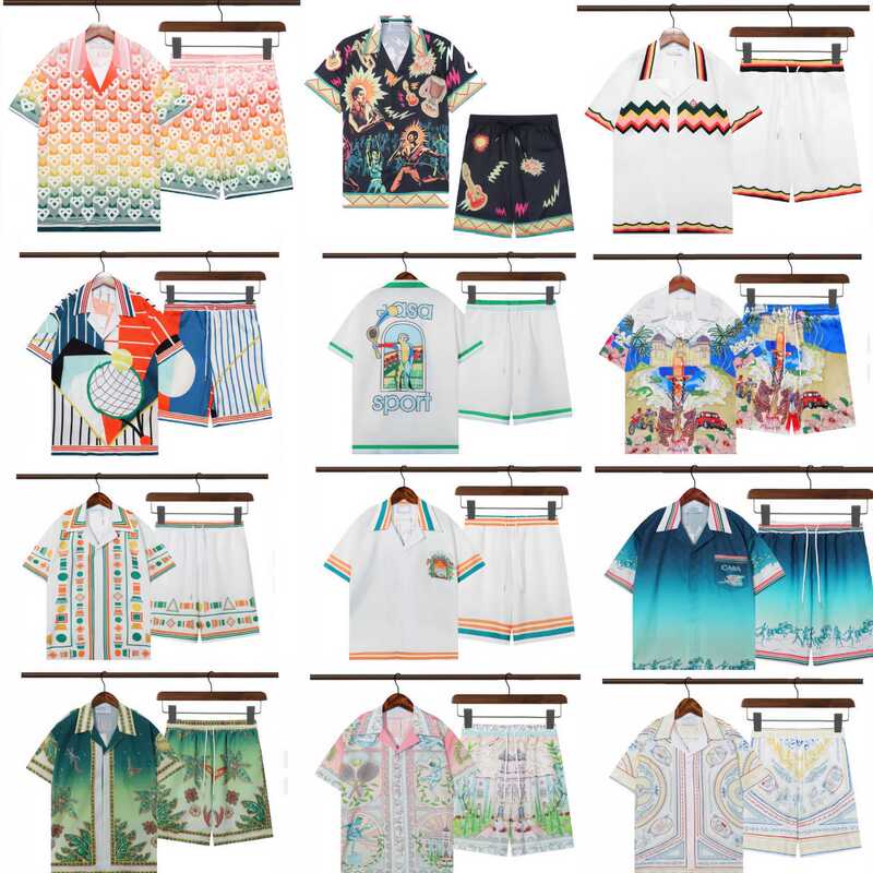 Summer Thin Men's Short-Sleeved Floral Shirt Set 2025 Caanca Kaka Branca Retro High Street Hip-Hop Casual