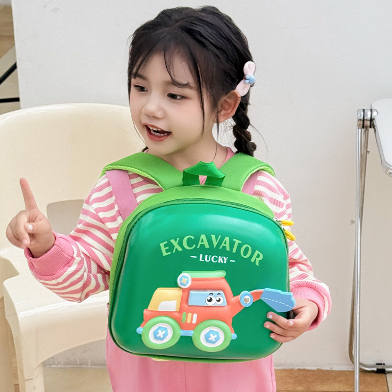 Nuevo tipo de clase media y pequeña bolsa de cáscara de huevo excavadora para niños jardín de infantes mochila de dibujos animados tendencia lindos niños espaldas