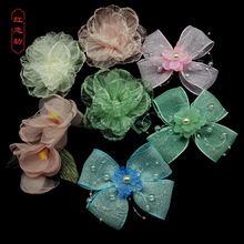 仙美绢花少女头饰儿童发夹小女孩头花马尾发夹日常配饰新款鸭嘴夹