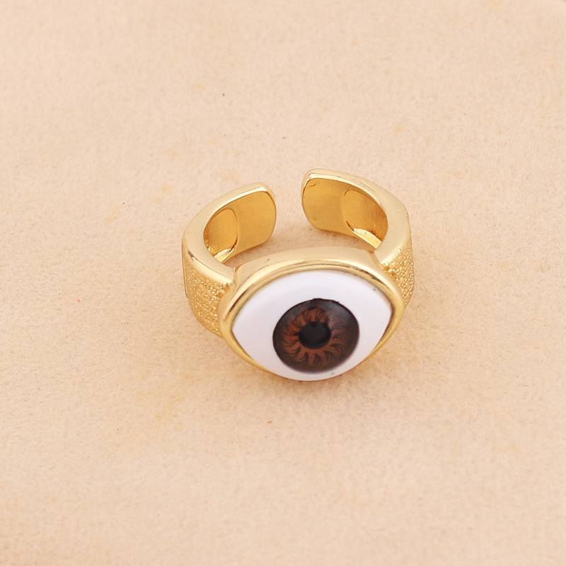 Plating Design Retro Devil's Eye Copper Open Ring Plating Resin Copper Rings
