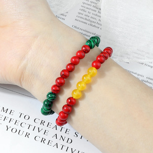 Cross-border ethnic style single ring bracelet new flag color beaded turquoise bracelet contrast color stone bracelet combination jewelry