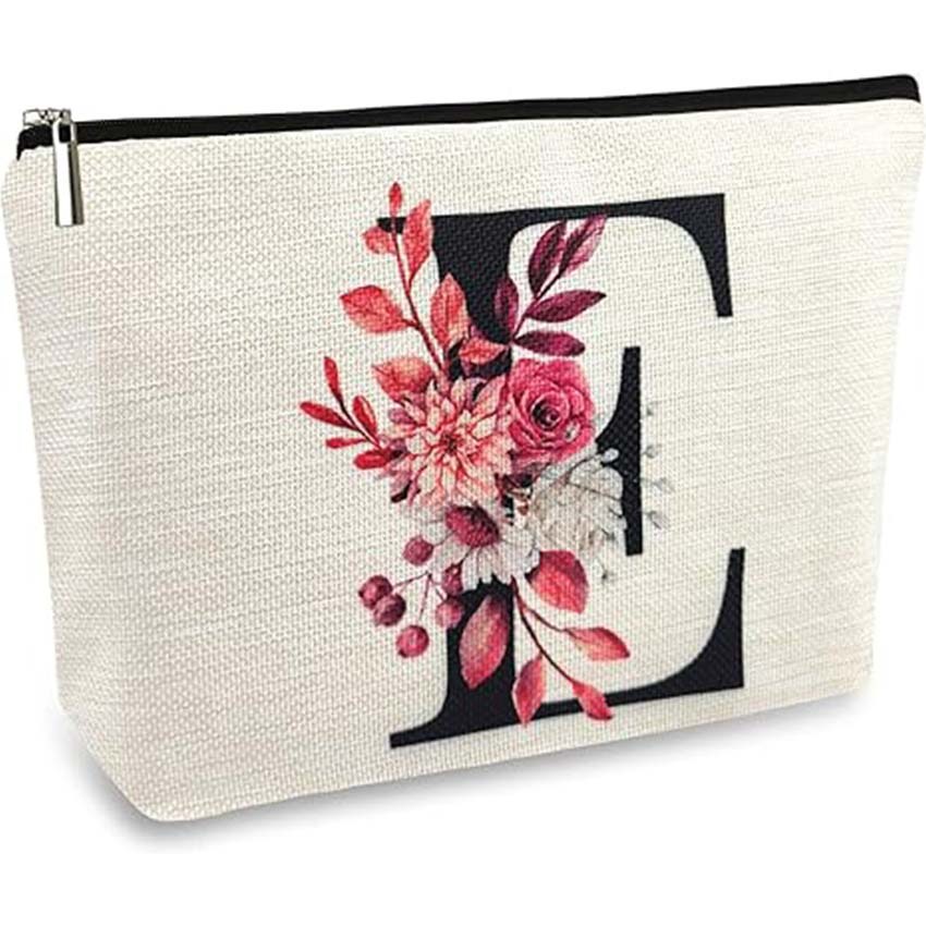Bolso de cosméticos para mujer de Amazon transfronterizo letra patrón creativo bolsa de cosméticos bolsa de almacenamiento bolsa de cremallera impermeable de lino
