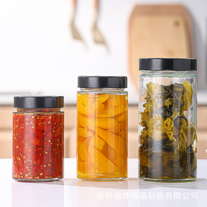 厂家批发圆形高盖酱菜玻璃香菇牛肉酱湘集辣椒酱瓶果酱瓶梨膏方瓶|undefined