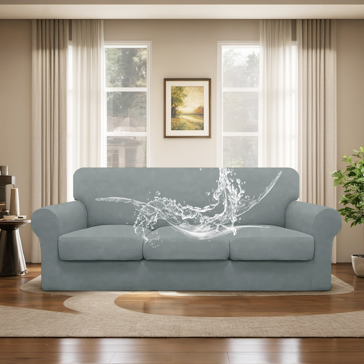 Amazon transfronteriza seda de leche elástica impermeable de cinco piezas cubierta de sofá todo incluido cubierta de sofá general de estilo europeo anti-gato